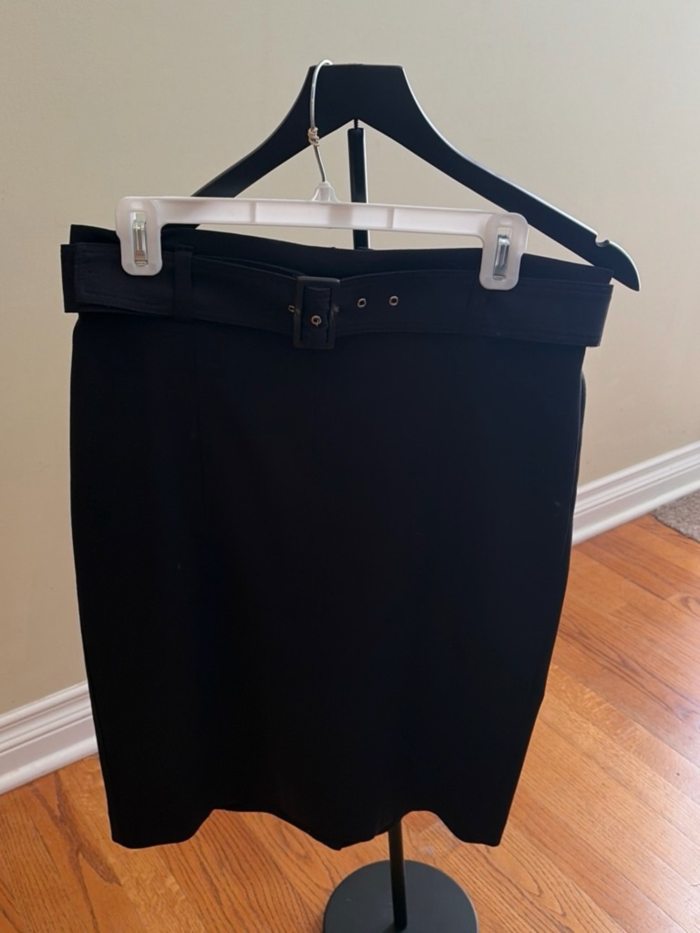 Ann Taylor Black Belted High-Waist Pencil Skirt